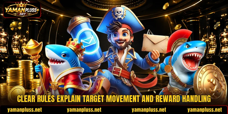 Clear rules explain target movement and reward handling Clear rules explain target movement and reward handling