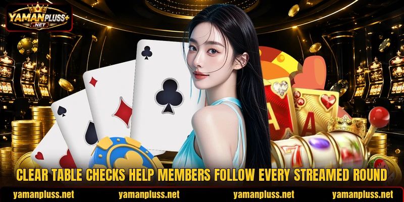 Clear table checks help members follow every streamed round Clear table checks help members follow every streamed round