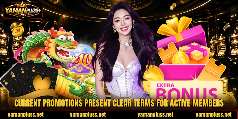 Current promotions present clear terms for active members Current promotions present clear terms for active members